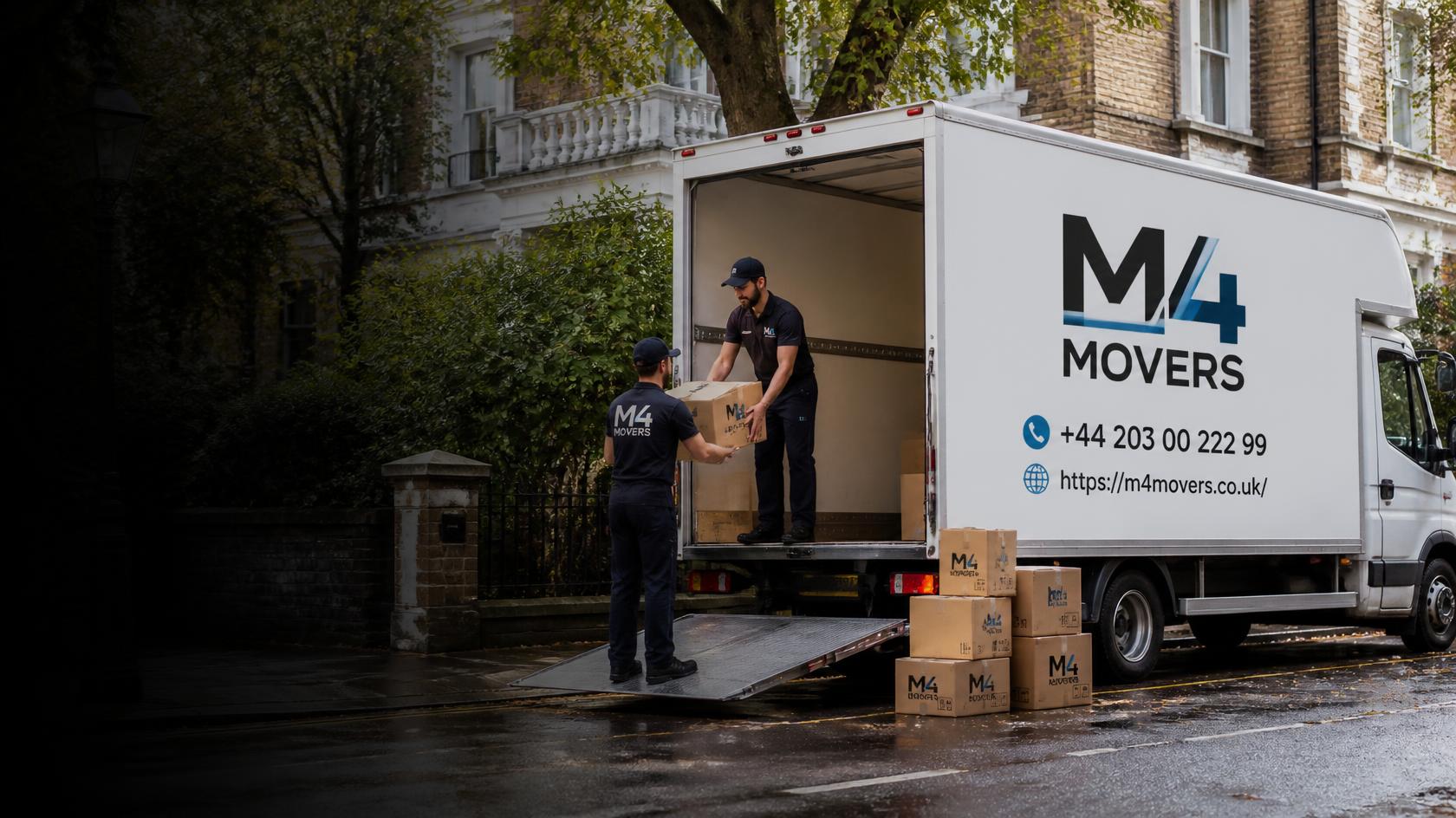 M4 Movers removal van loaded for a house move